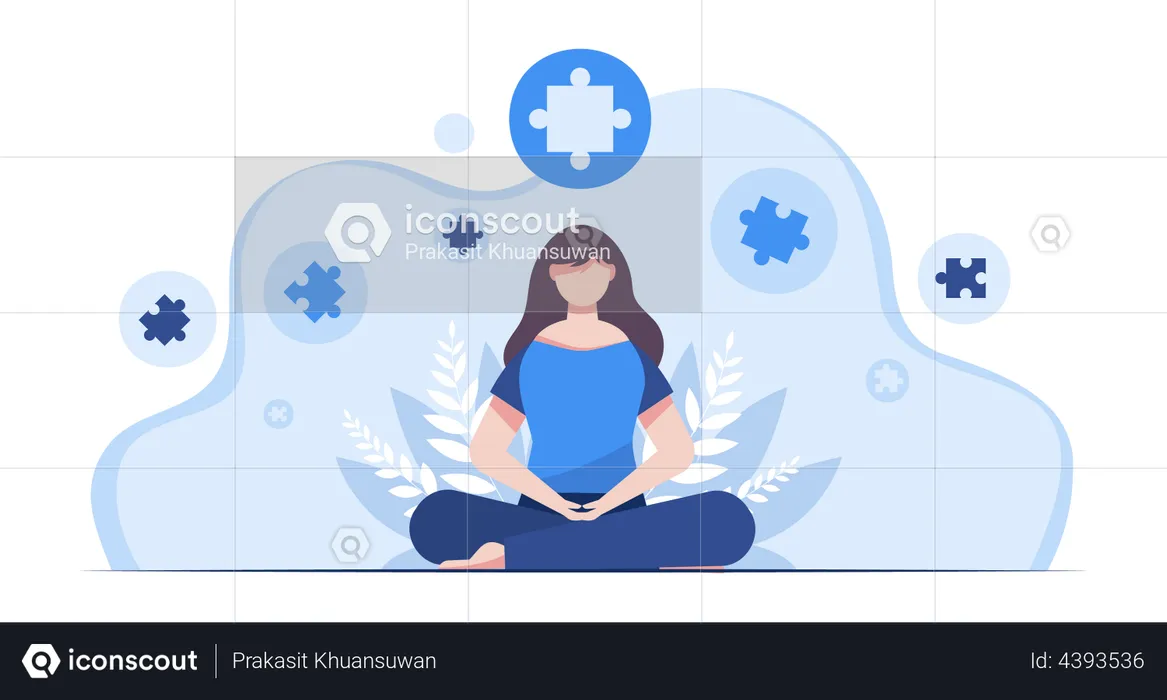 Business woman doing meditation for idea creation  Illustration