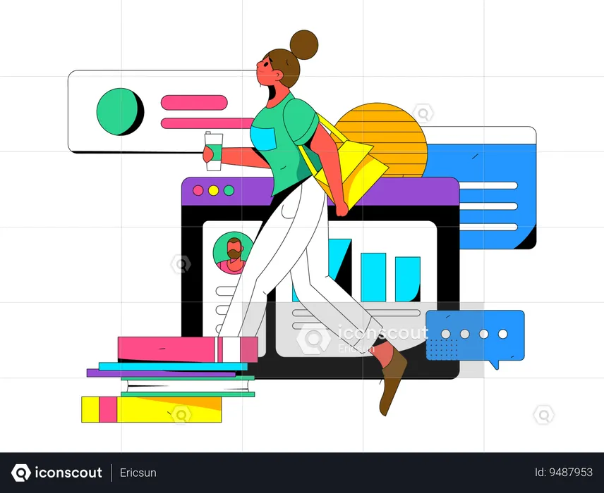 Business woman doing online collaboration  Illustration