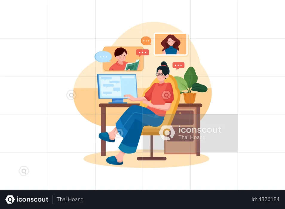 Business woman doing online meeting  Illustration