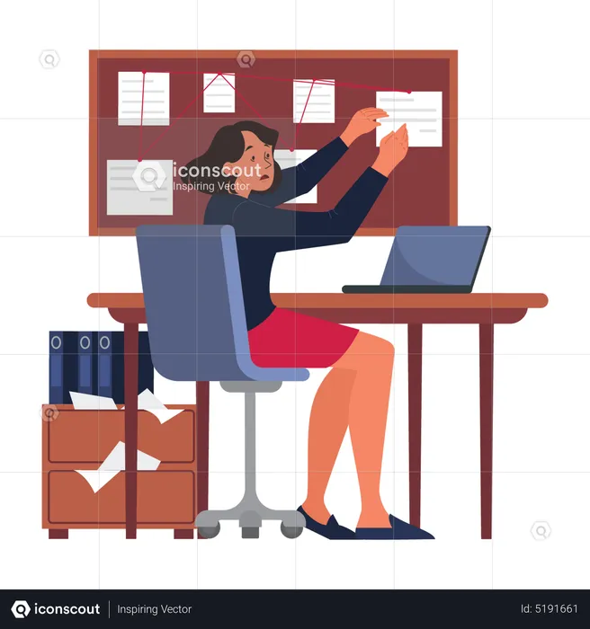 Business woman doing paperwork  Illustration