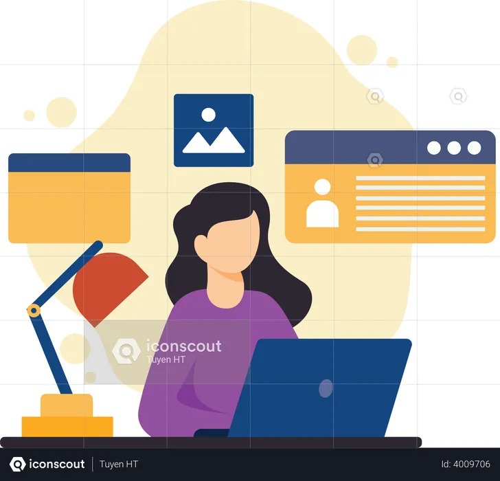 Business woman doing task management  Illustration