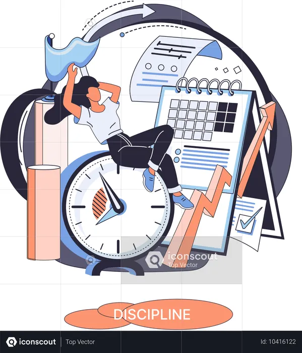 Business woman doing Time management  Illustration