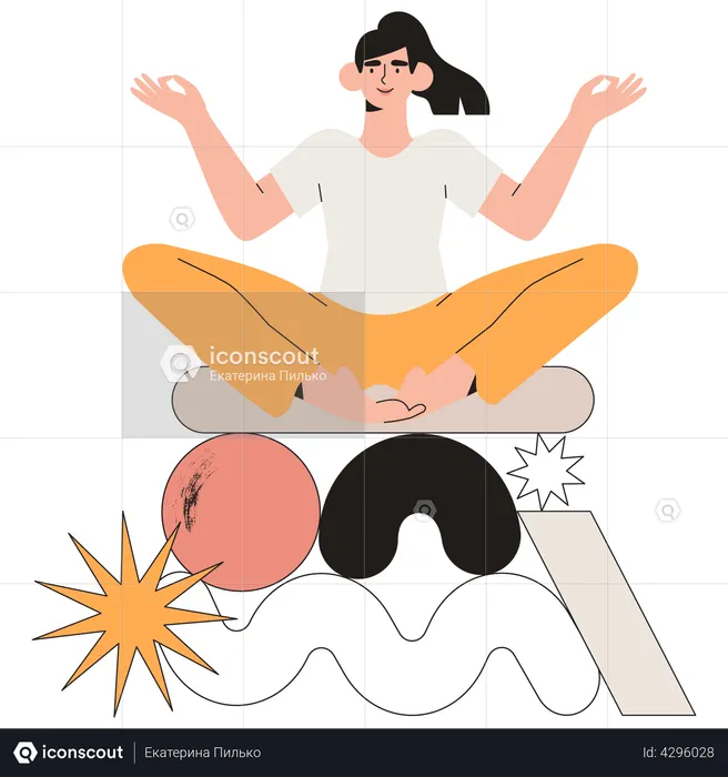 Business woman doing yoga meditation  Illustration