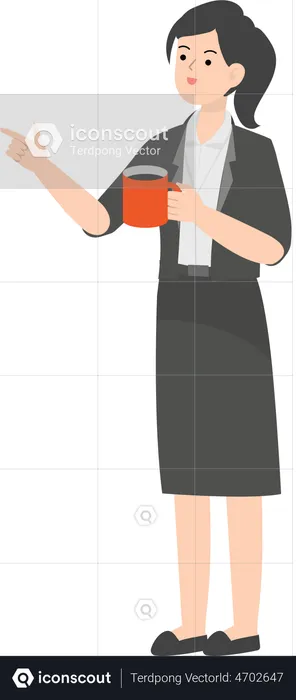 Business Woman Drinking Coffee  Illustration