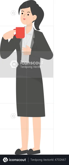 Business Woman Drinking Coffee  Illustration