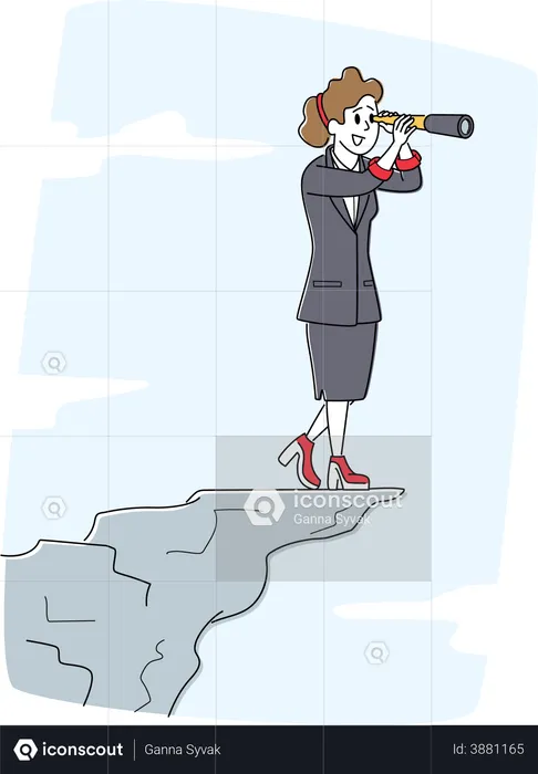 Business woman finding business target  Illustration