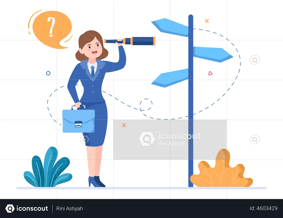 Business woman finding direction  Illustration