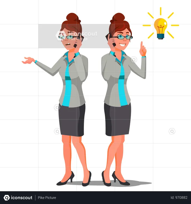 Business Woman Finding Problem Solution  Illustration