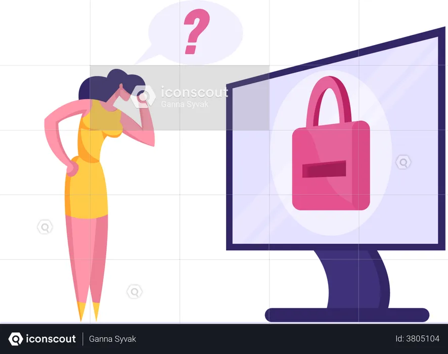 Business woman forgot security pin  Illustration