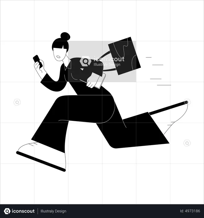 Business woman getting late for office  Illustration
