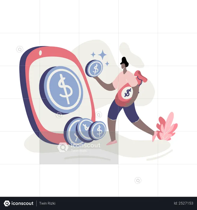 Business woman getting profit in business  Illustration