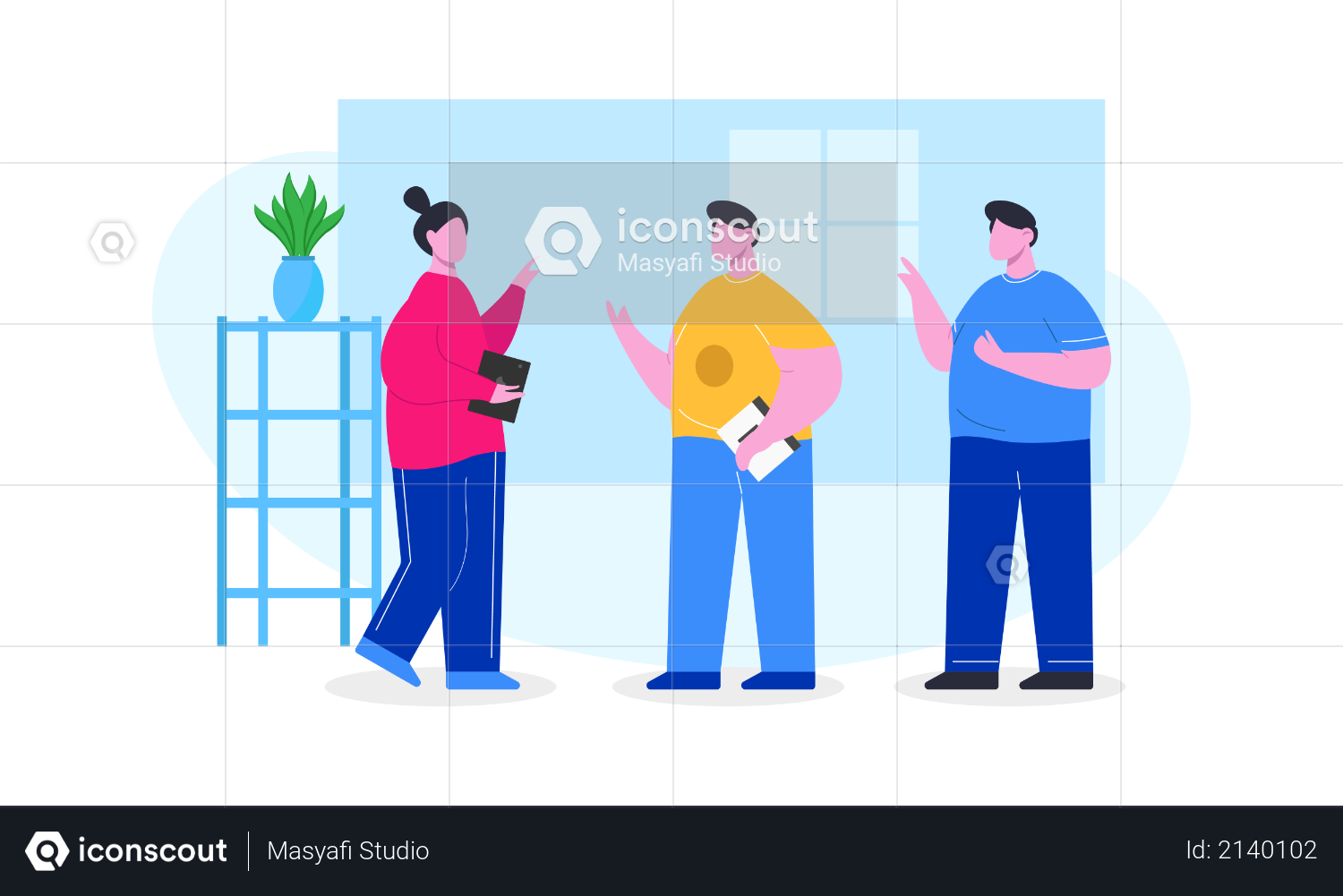 Business woman giving instruction to her team Illustration