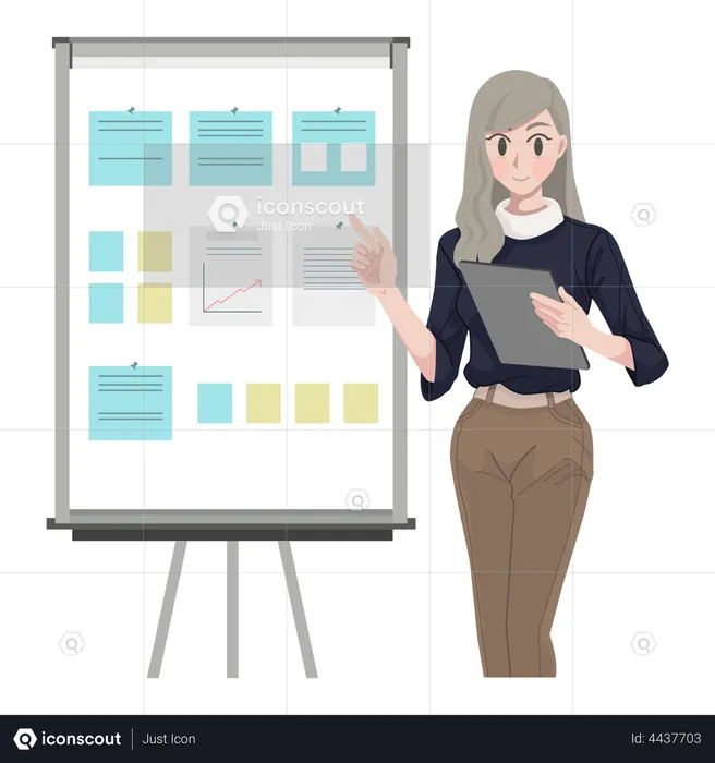 Business Woman giving presentation  Illustration