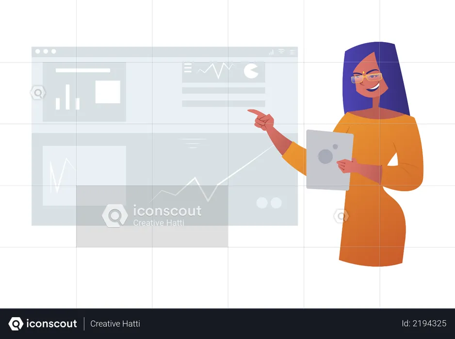 Business woman giving presentation  Illustration