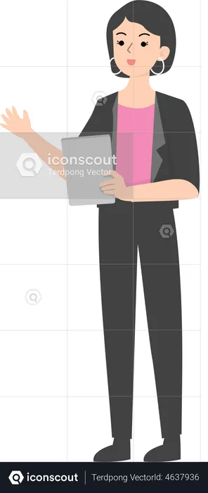 Business woman holding book  Illustration