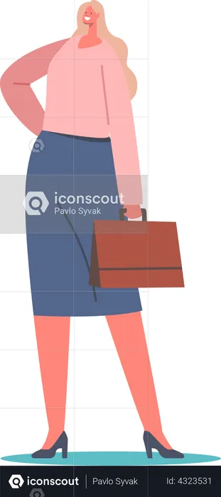 Business woman holding briefcase  Illustration