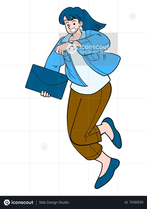 Business Woman Holding File  Illustration