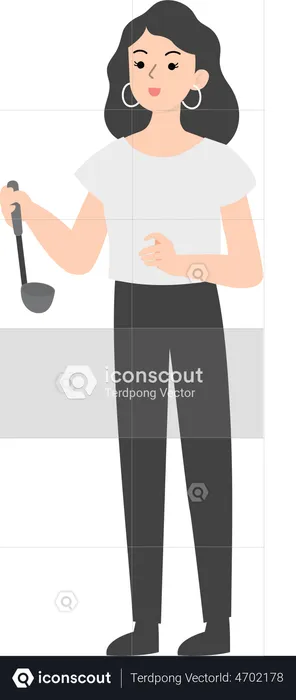 Business woman holding ladle  Illustration