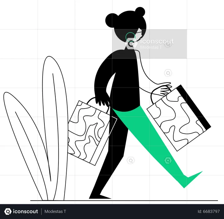 Business Woman holding Shopping bag  Illustration