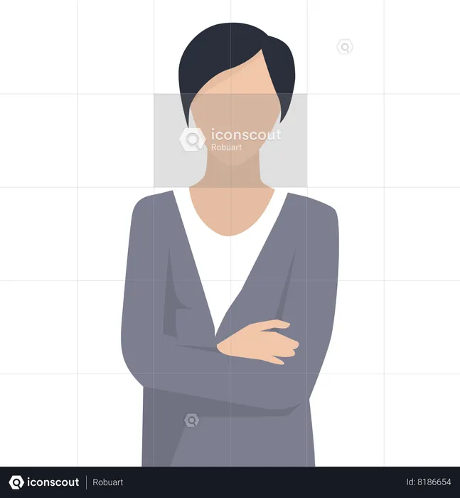 Business woman in grey clothes  Illustration