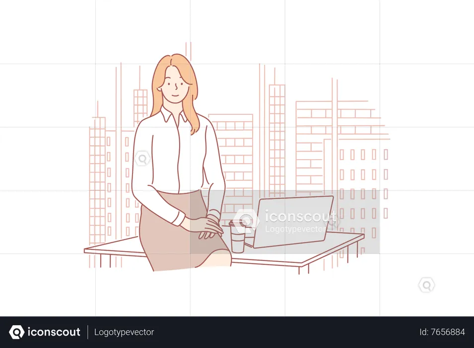 Business woman in office  Illustration