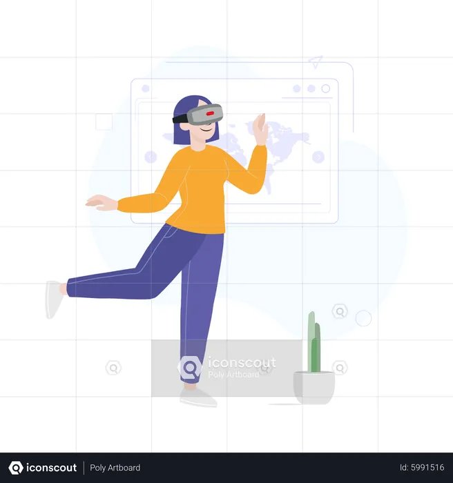 Business Woman in VR glasses  Illustration