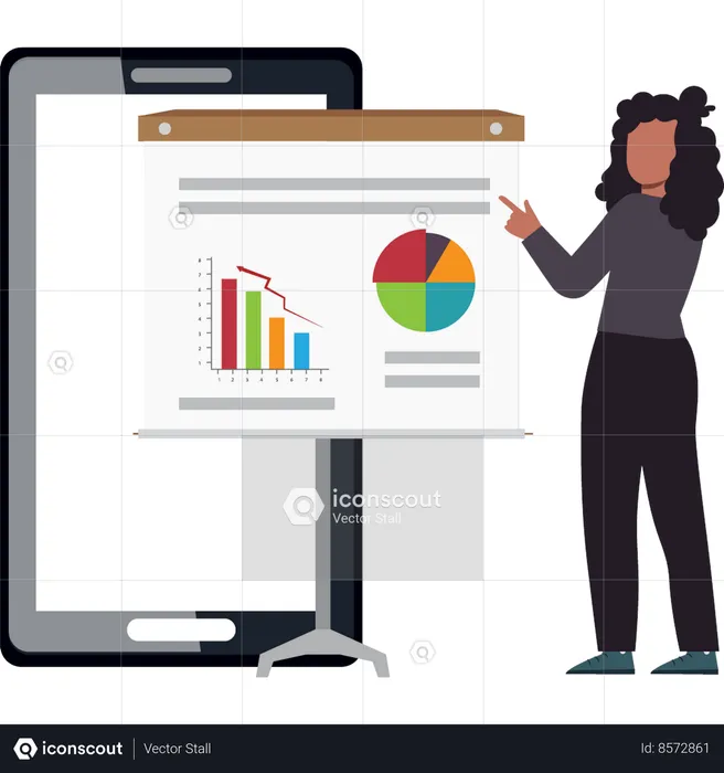 Business woman is doing business analytics  Illustration