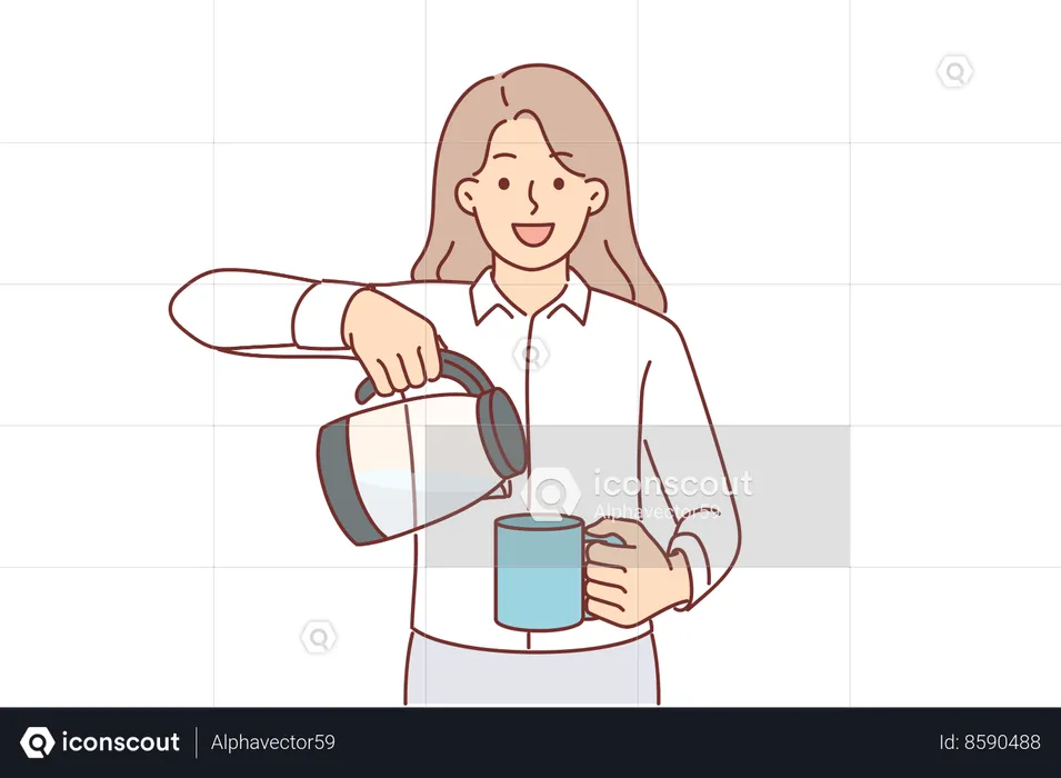 Business woman is pouring tea  Illustration