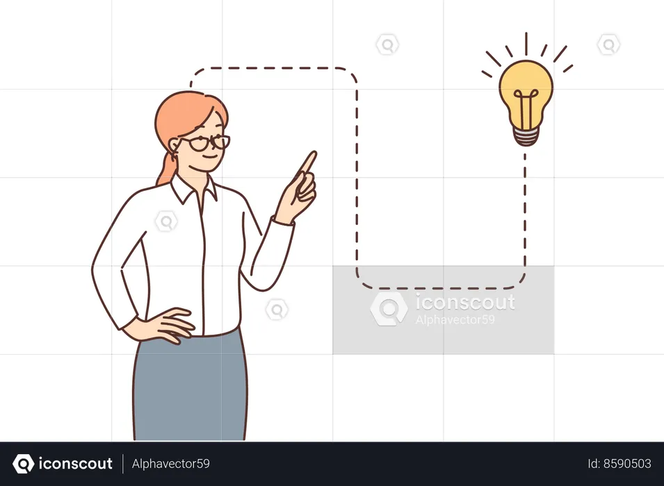 Business woman is redirecting strategy plan  Illustration