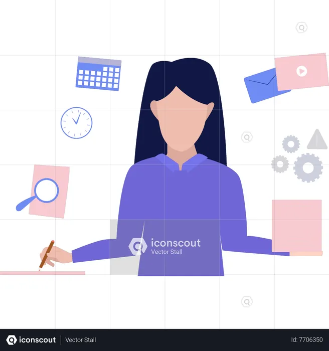 Business woman is working  Illustration