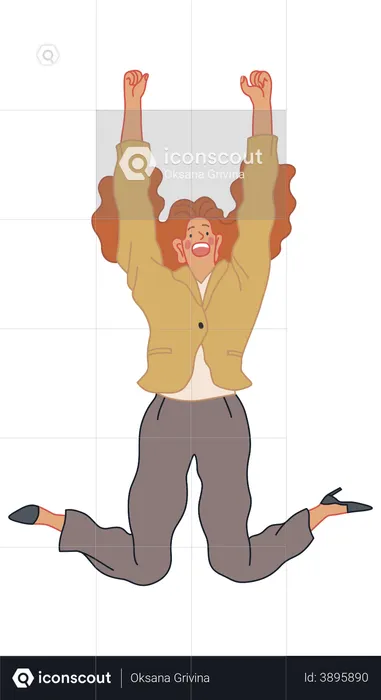 Business woman jumping in air  Illustration