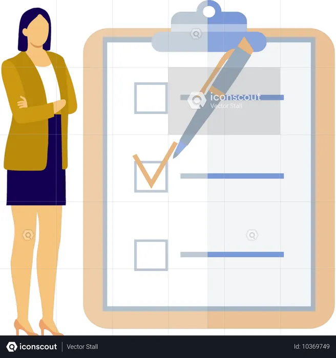 Business woman looking at checklist  Illustration