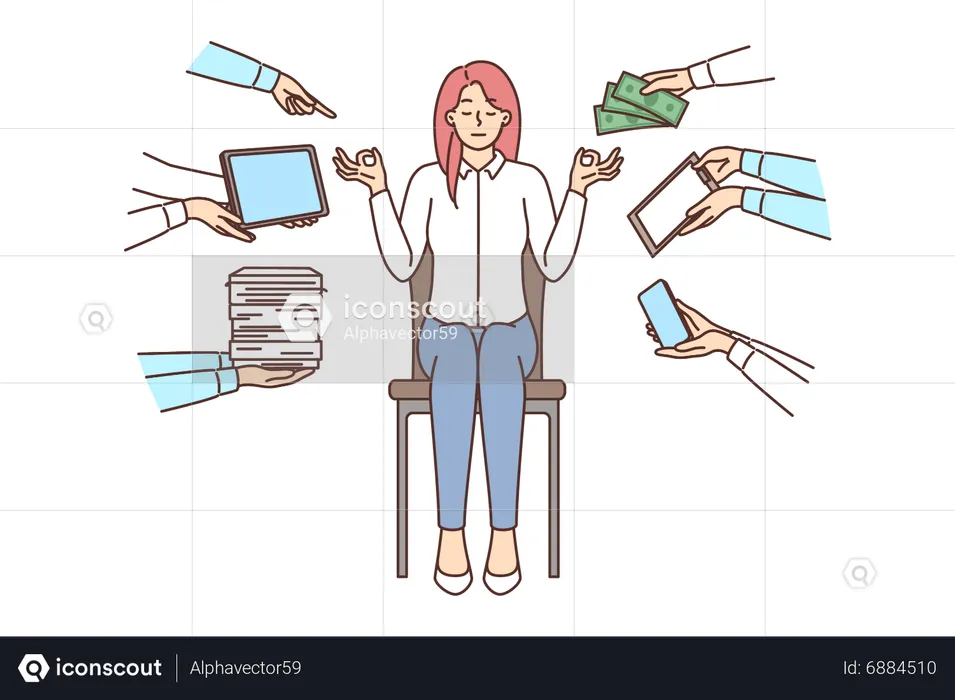 Business woman multitasking  Illustration