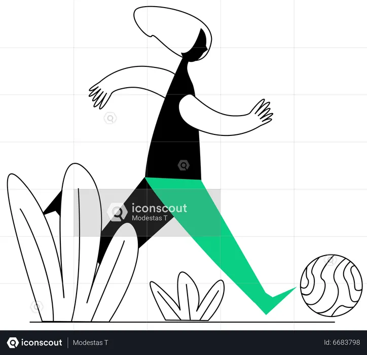 Business Woman Playing Soccer  Illustration
