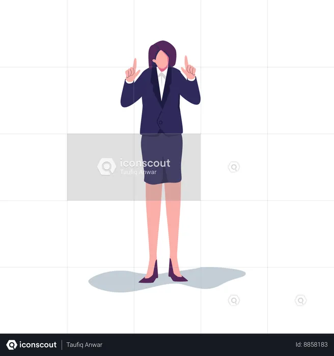 Business woman pointing finger upward  Illustration