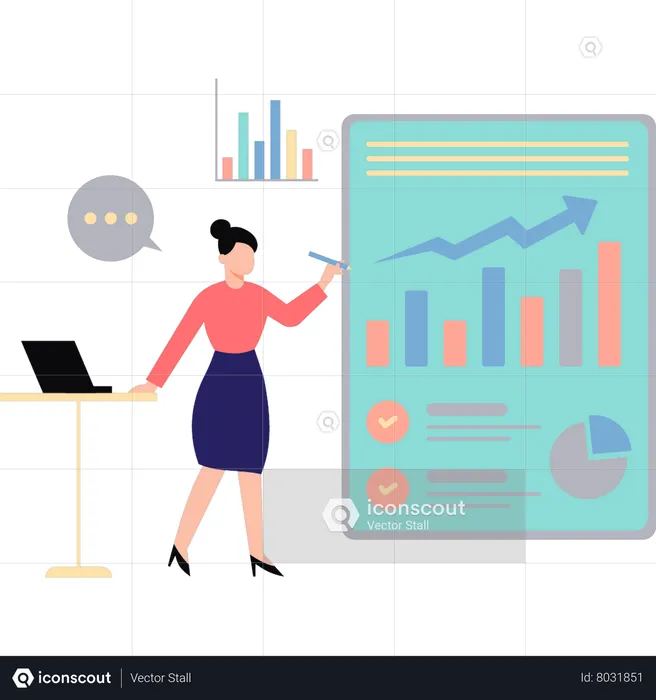 Business woman presenting business report  Illustration