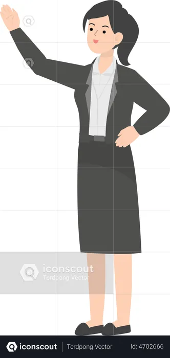 Business Woman Raising Hand  Illustration