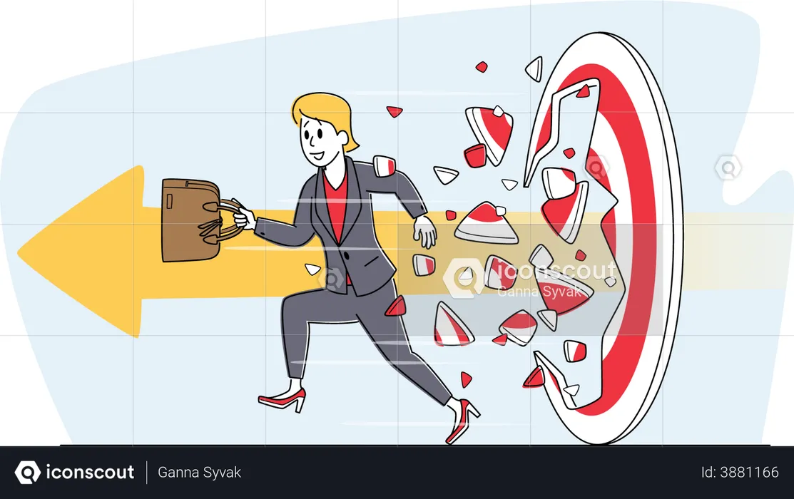 Business woman reaching target  Illustration