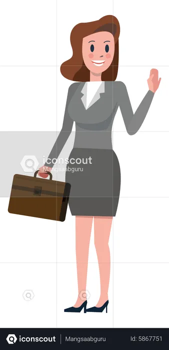 Business woman say hi  Illustration