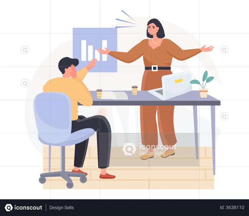 Business woman shouting at manager  Illustration