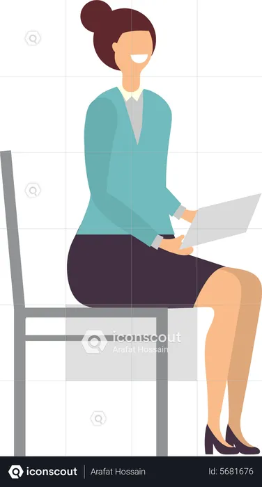 Business woman sitting on chair with report  Illustration