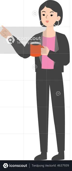 Business woman standing with coffee cup  Illustration