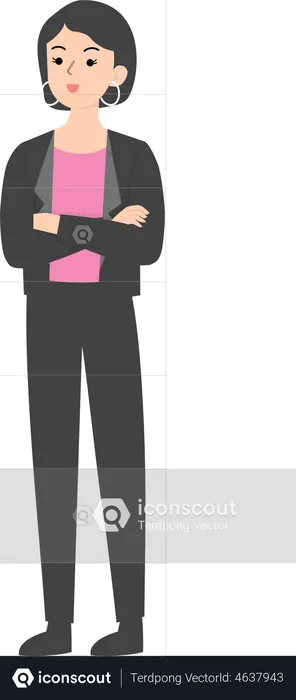 Business woman standing with folded hands  Illustration
