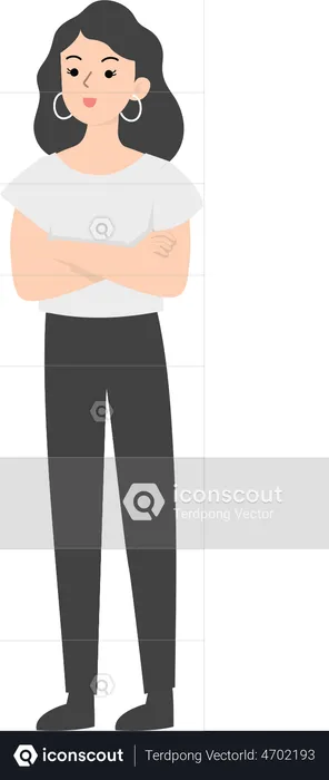 Business woman standing with folded hands  Illustration