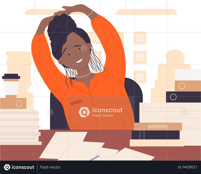 Business woman Stretching In Office  Illustration