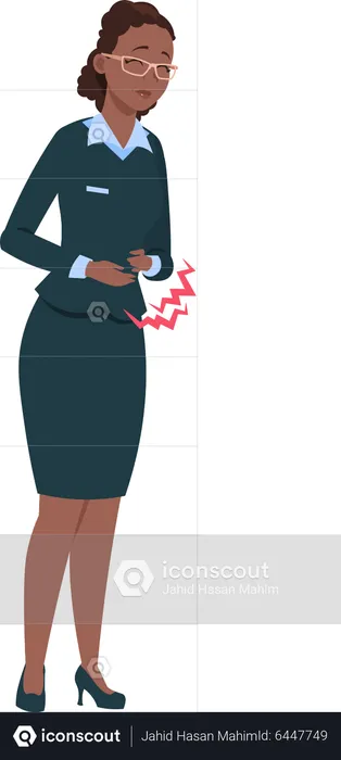 Business Woman suffering stomach pain  Illustration