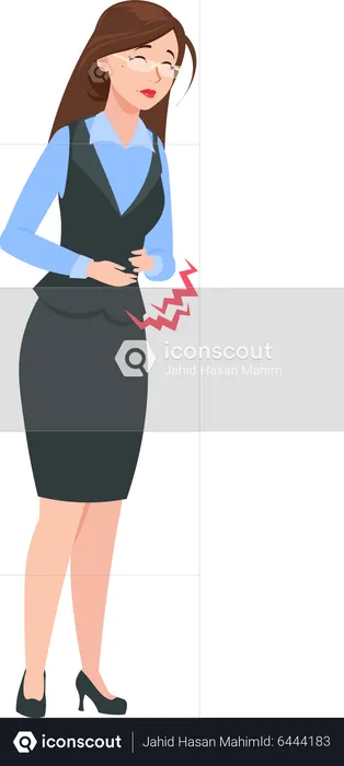 Business Woman suffering stomach pain  Illustration