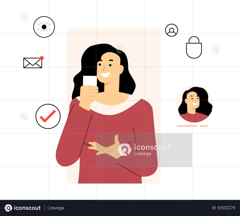 Business woman talking on video call  Illustration