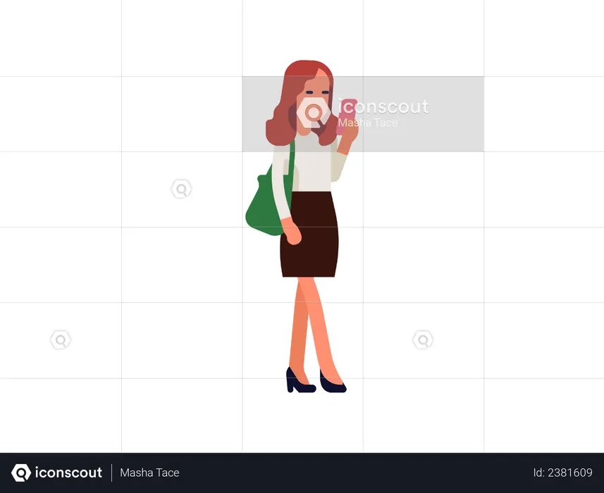 Business woman texting on mobile  Illustration