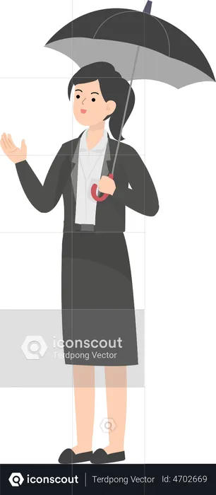 Business Woman Under Umbrella  Illustration